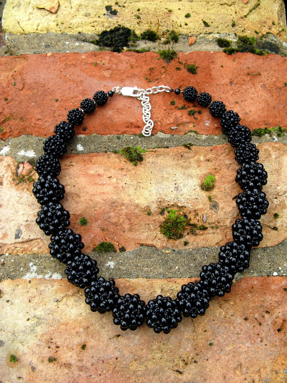 Beaded Blackberries, Deco style, evening jewellery, art jewellery, elegant, handcrafted, bold, dramatic look, EBW Team