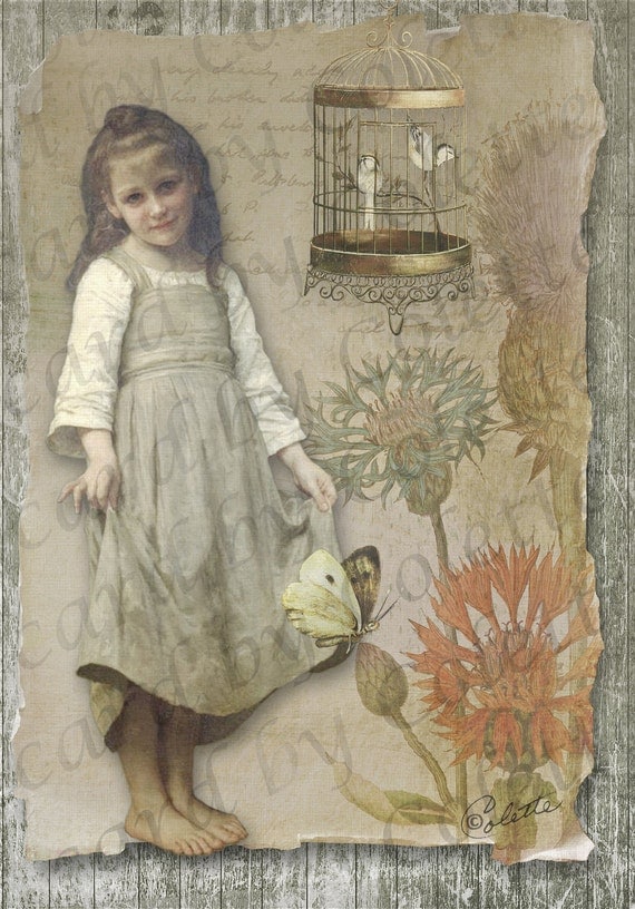 Just A Curtsey Digital Collage Greeting Card