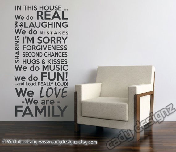 Family Rules Vinyl Wall Decal - In This House We Do - Subway Art - House Rules - Wall Art - Vinyl Lettering - Medium - 23x48