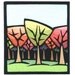 Original Linocut of Forest in the Fall By Ken Swanson