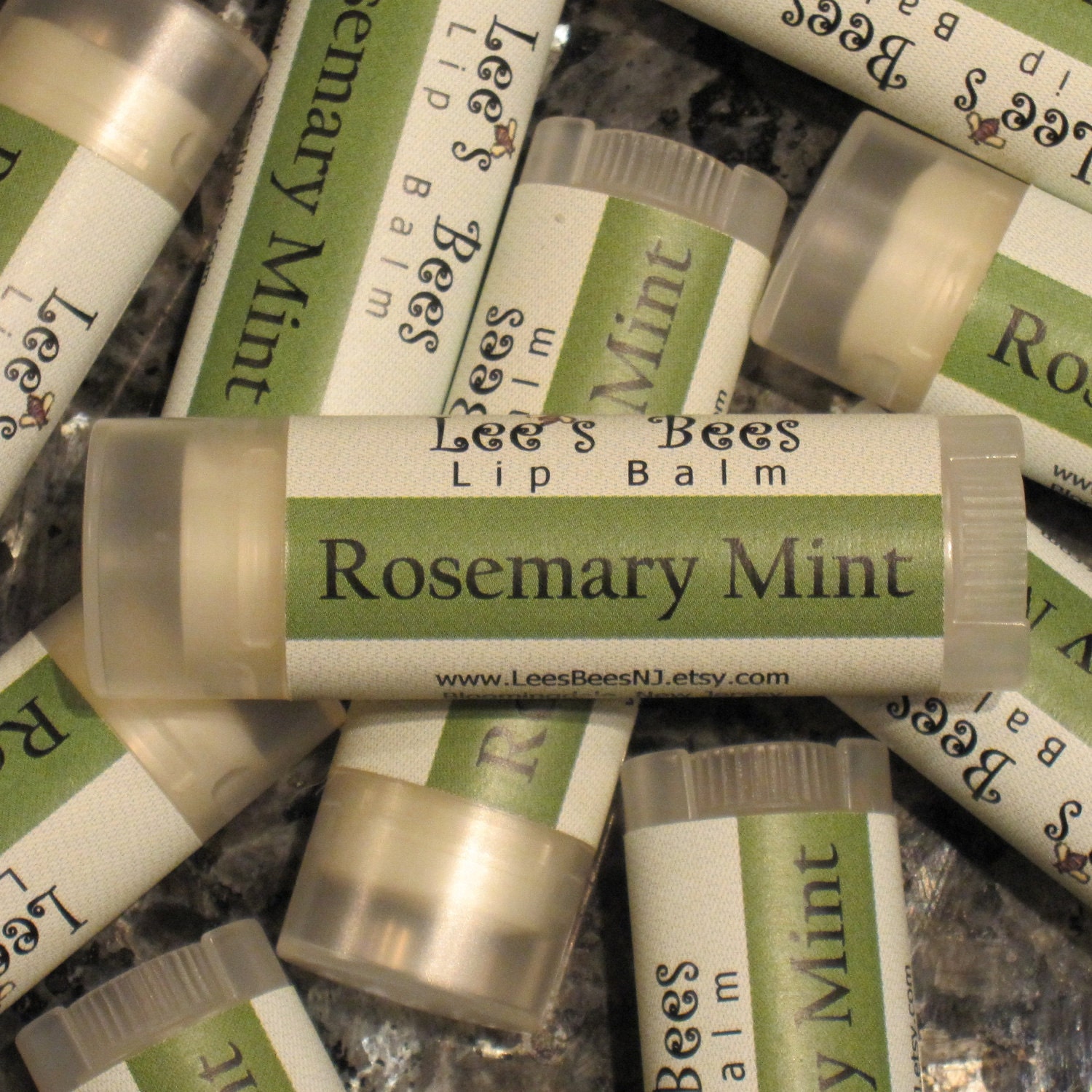 Lip Balm - Rosemary Mint, One Tube of Beeswax Lip Salve Chapstick with Peppermint and Rosemary