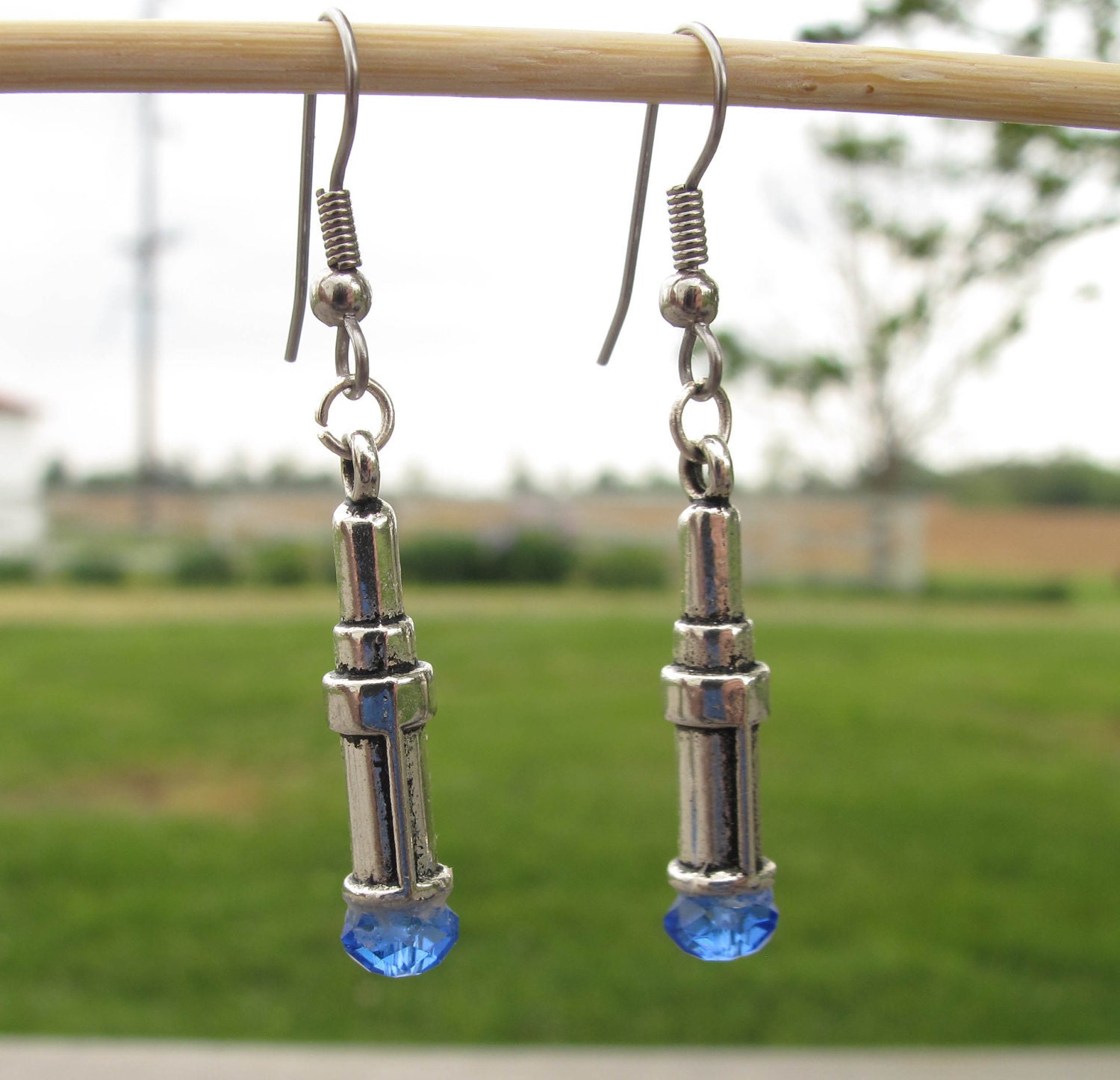Tenth Doctor Sonic Screwdriver dangle earrings