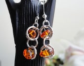 Amber earrings - amber chip earrings - baltic amber - amber hoop earrings - wire wrapped - genuine amber - wire wrapped amber