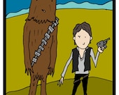STAR WARS POSTER - Han Solo and Chewbacca - 11 x 14 poster of original pop art print