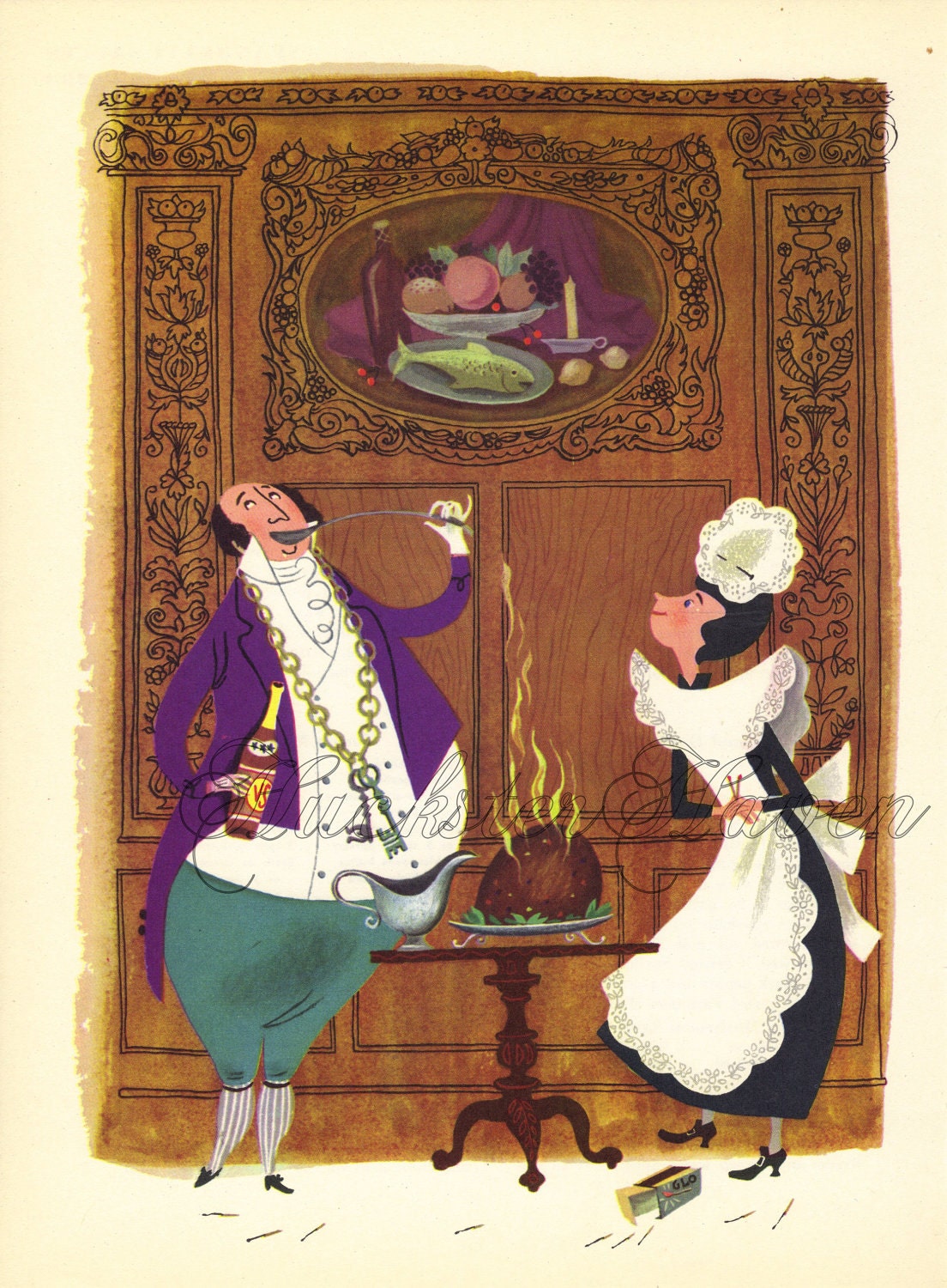 SIP THE SAUCE--1940's Ktichen Print, Wall Decor, Food Print, Art Illustration to Frame, brown, home decor