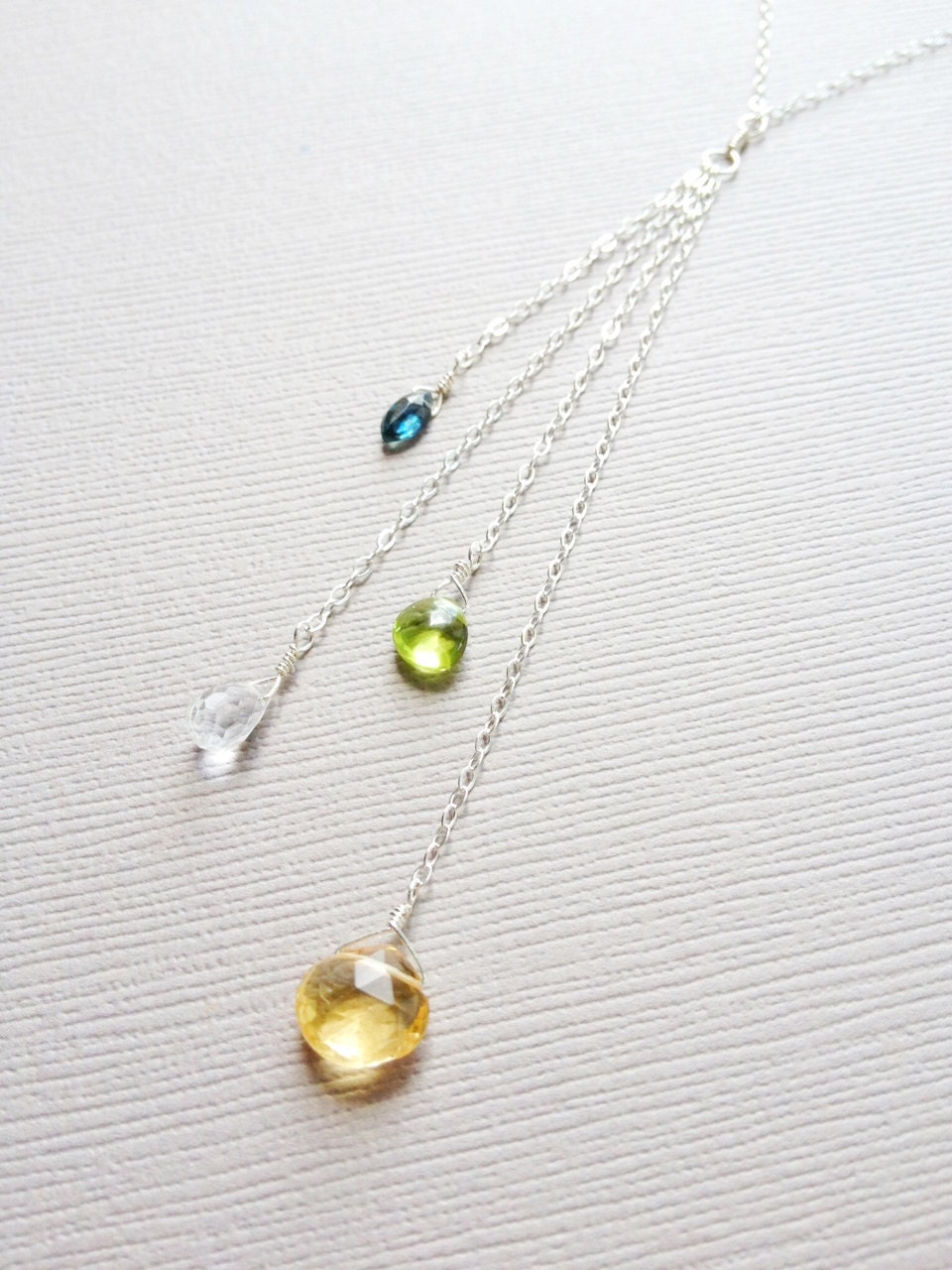 Family/Mother's/Birthstone Necklace, Grandmother's Necklace, Personalized Necklace, Sterling Silver, Customizable Necklace, Mother of Four