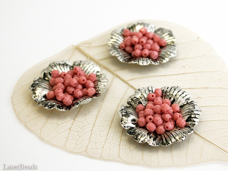 4mm Pink Czech Fire Polished Opaque Glass Beads (50) Round Small Polish Faceted Coral