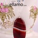 August birthstone, large oval red sardonyx, agate pendant with sterling silver wire shapes, 40mm x 20mm, with sterling silver necklace