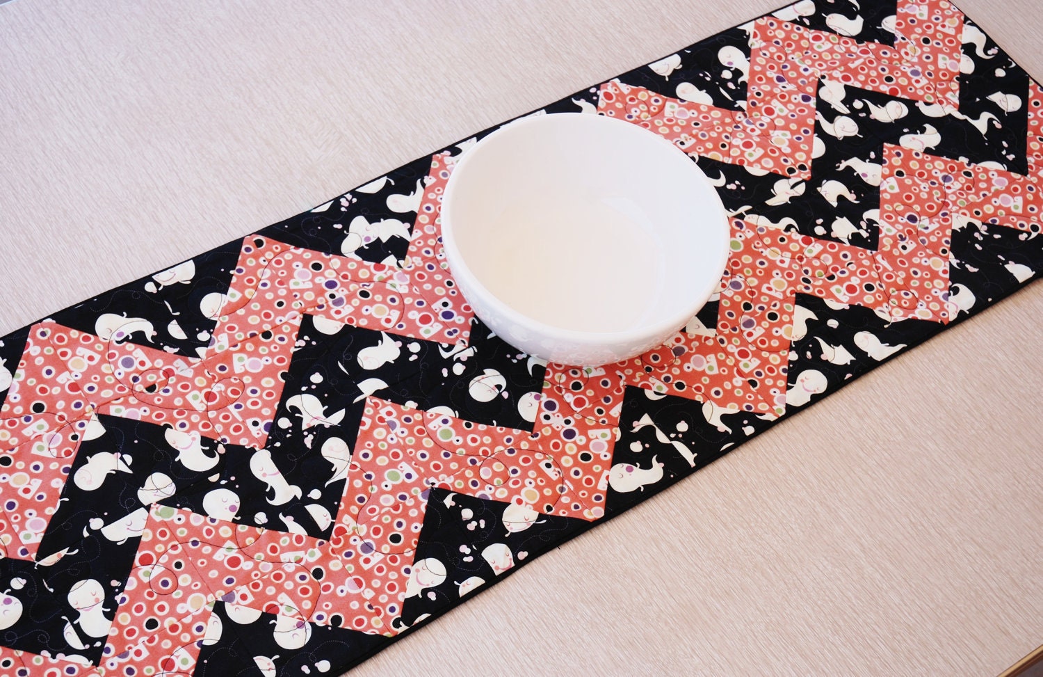 Halloween Chevron Table Runner Quilt for Fall