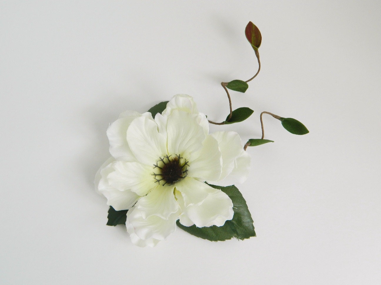 Twig and Anemone Hair Clip - Woodland Hair Accessory - Bride - Bridesmaid - White Bridal Hair Flower