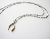 Silver wishbone necklace, Wish Bone Necklace, good luck necklace, celebrity inspired jewelry, Jennifer Aniston, talisman necklace, tiny