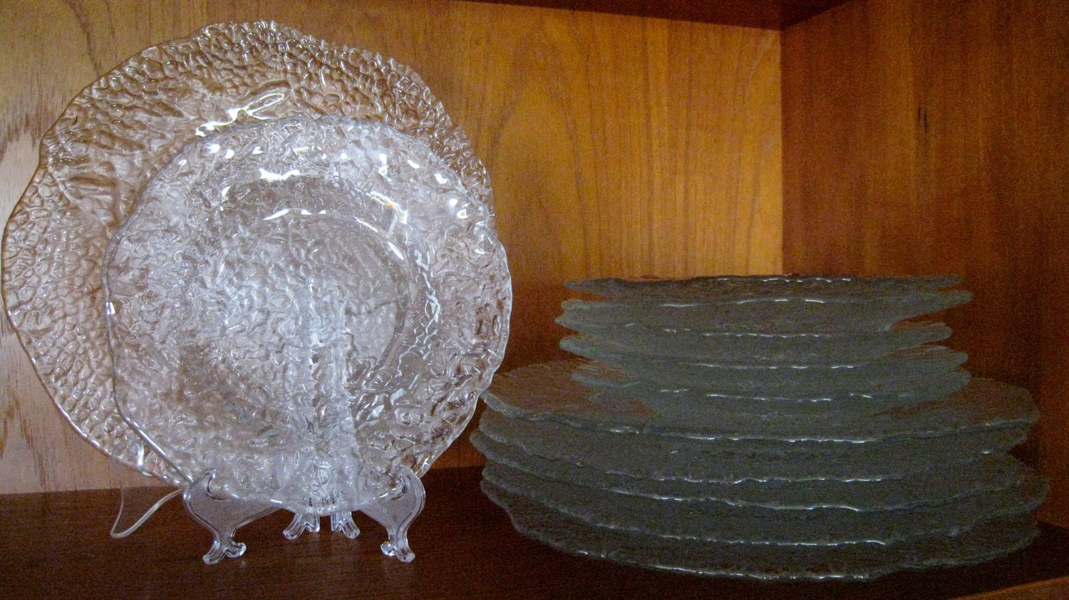 Pukeberg textured glass ice Dinner plates by robinstreasurechest