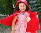 Little Red Riding Hood Costume-  Red Hooded Cape- Imagination Dress up- Halloween