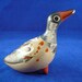 Vintage Mexican Folk Art Hand Crafted Clay Bird by V. Silva