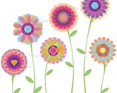 Orange Pink Flowers Clipart Spring Flowers Decorations Digital Clip Art for Wedding Birthday Scrapbook Make Your Own Cards 10044