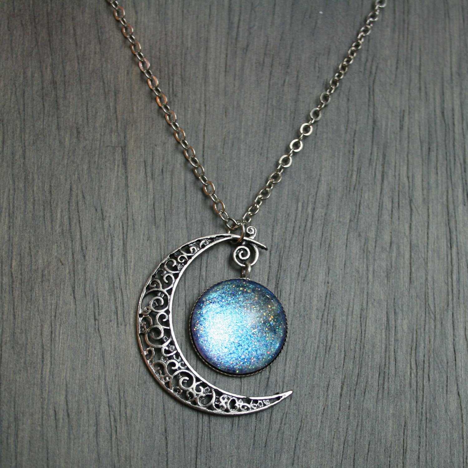 Aurora Moonlight Antique Silver Necklace