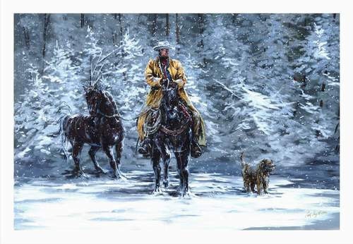 Cowboy art, western art, horse prints, Cowboy riding horse