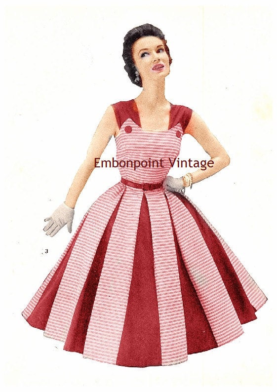 Plus Size (or any size) Vintage 1949 Dress Sewing Pattern - PDF - Pattern No 3 Nora