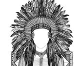 Dakota - Tribal Geometric Queen Illustration (Digital Art Print From Original Drawing)