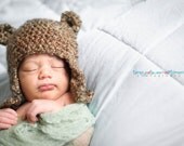 Fuzzy Teddy Bear Earflap Crochet Baby Hat Beanie Made to Order All Sizes (Newborn - Child)