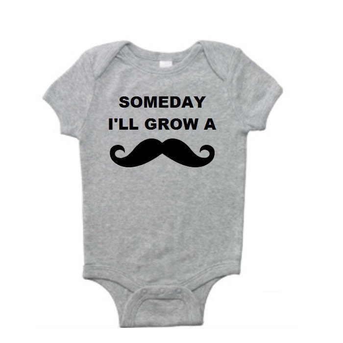 Someday I'll Grow a Moustache Mustache Infant Bodysuit Cute Funny Baby Boy Shower Gift - Heather Gray and Black