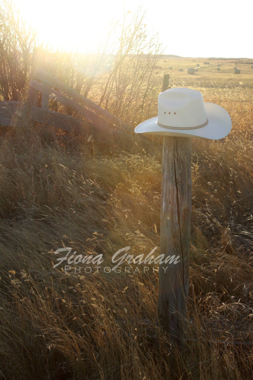 Items similar to Heading home Cowboy hat on rustic fence post Fine