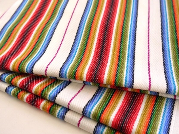 Tribal Fabric, Latin American Woven Fabric, Navajo, Ethnic, Red Colorful Stripes, 1 yard x 0.8 yard