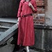 Red Long Dress/ Linen Evening Dress Gown - Made to order