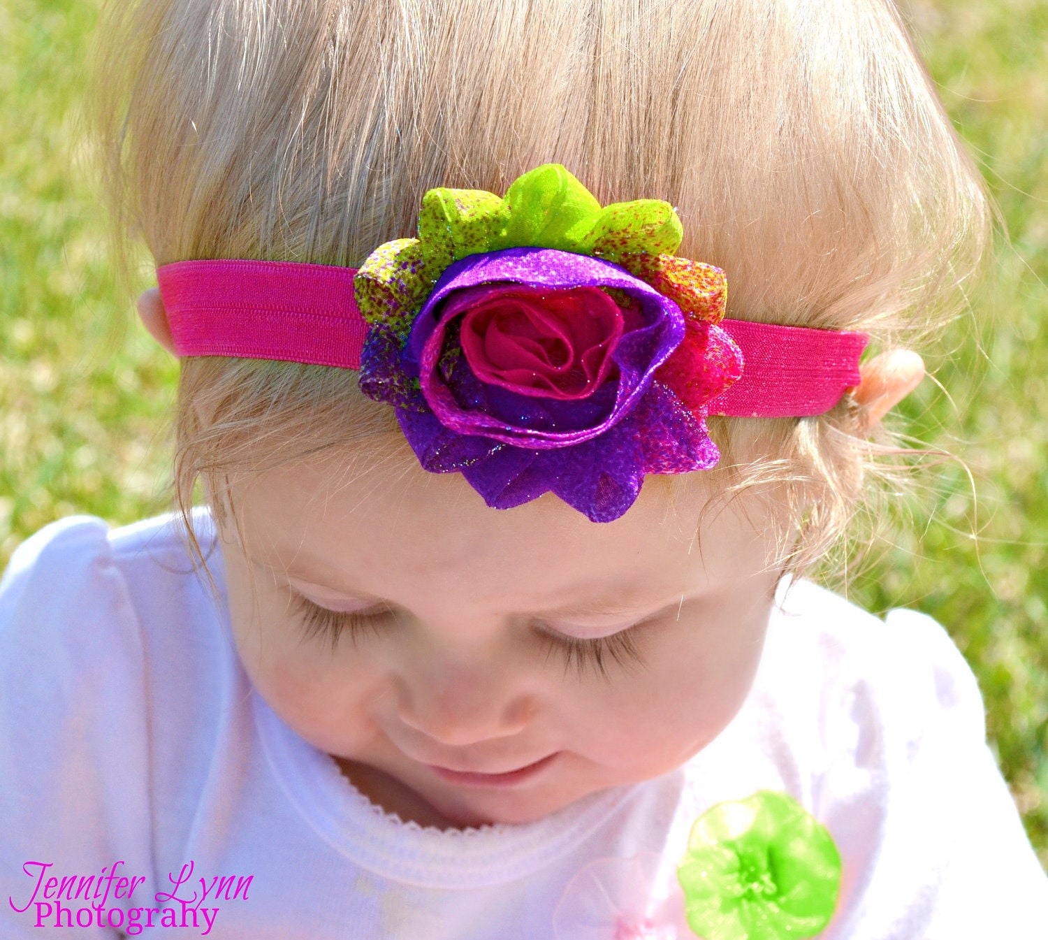 Baby Girl Headbands... Tye Dye Headband... Tye Dye Shabby Flower Headband