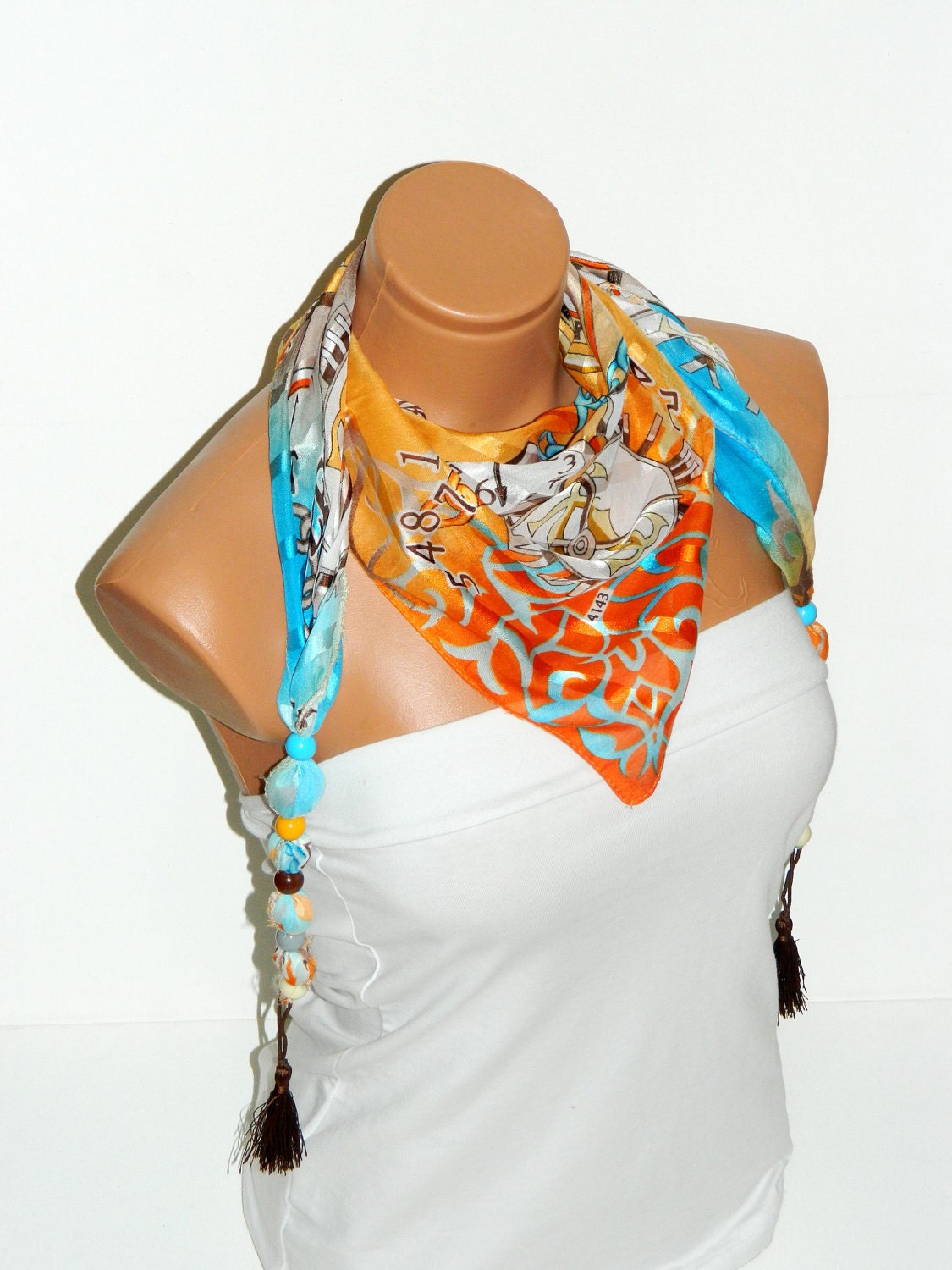 2013 summer trends multicolor fabric scarves, Large, colorful beaded, personalized design, custom scarf