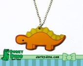 Orange Stegosaurus Dinosaur Necklace