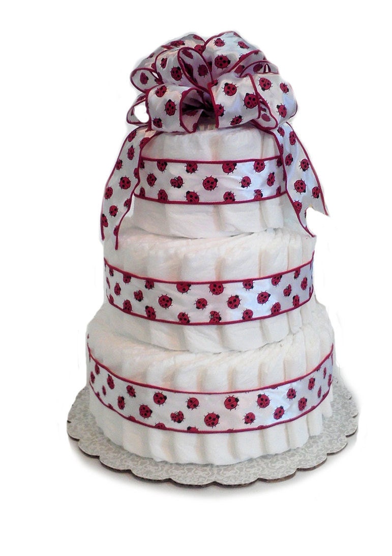 3 Layer Ladybug -  Baby Shower Diaper Cake Gift Set