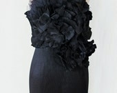 PAMELA - Handmade Black Taffeta Strapless Ruffled Cocktail Dress