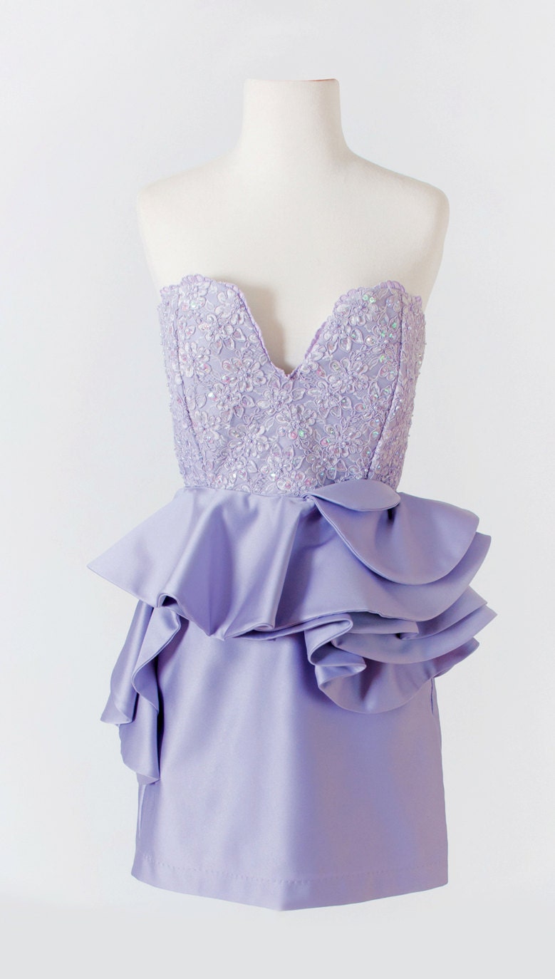 MARGARETH - Handmade Lilac Satin Sweetheart Neckline Strapless Cocktail Dress