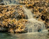 Waterfall Photo Print Fine Print, Wall Decor Print Krushuna Waterfalls 8x10 or 8x12, beige autumn harvest leaves, rustic