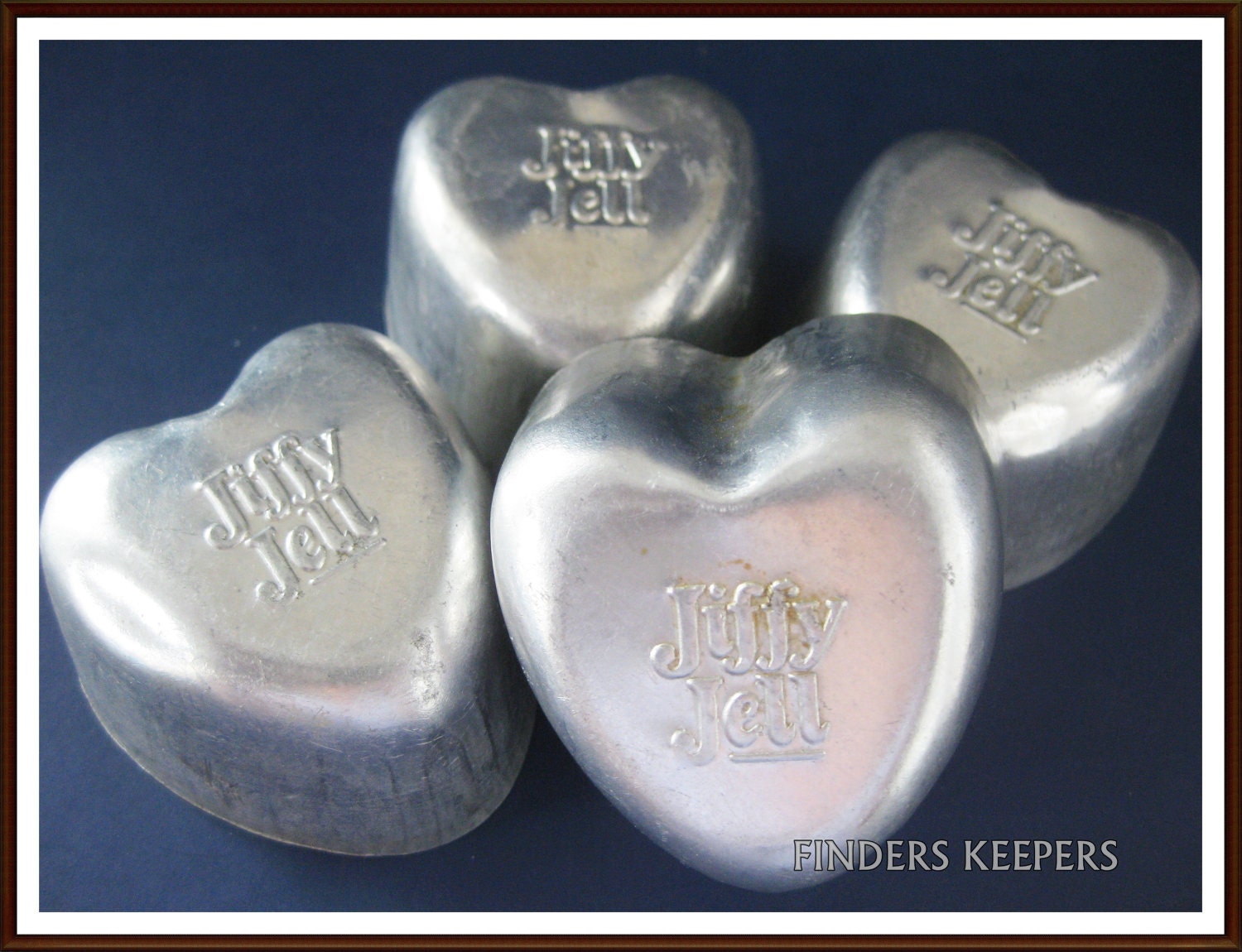 Vintage Mini Heart Shaped Cake Pan Jiffy Jello Gelatin Mold Valentine Tin Metal 1 1/2"h x 2 1/4"w Kitchen Vintage Retro