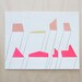 Original abstract painting, geometric art on paper with neon pink, peach and gold