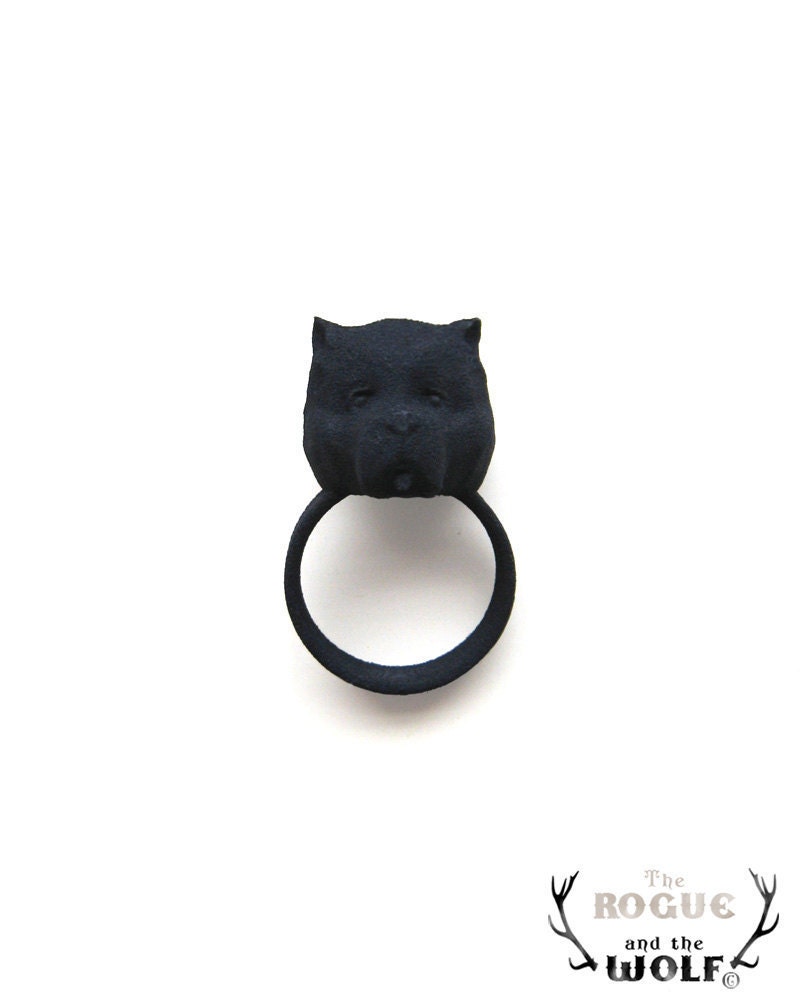 Black Puppy Ring, Dog ring, Animal Ring, Modern animal Jewelry, Chow chow, cute and dark Jewellery, gift for her, cool fashion ring