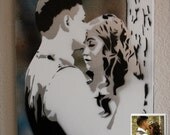 Custom Engagement and Wedding Portrait Spray Paintings, 11"x14" Canvas - Made to Order