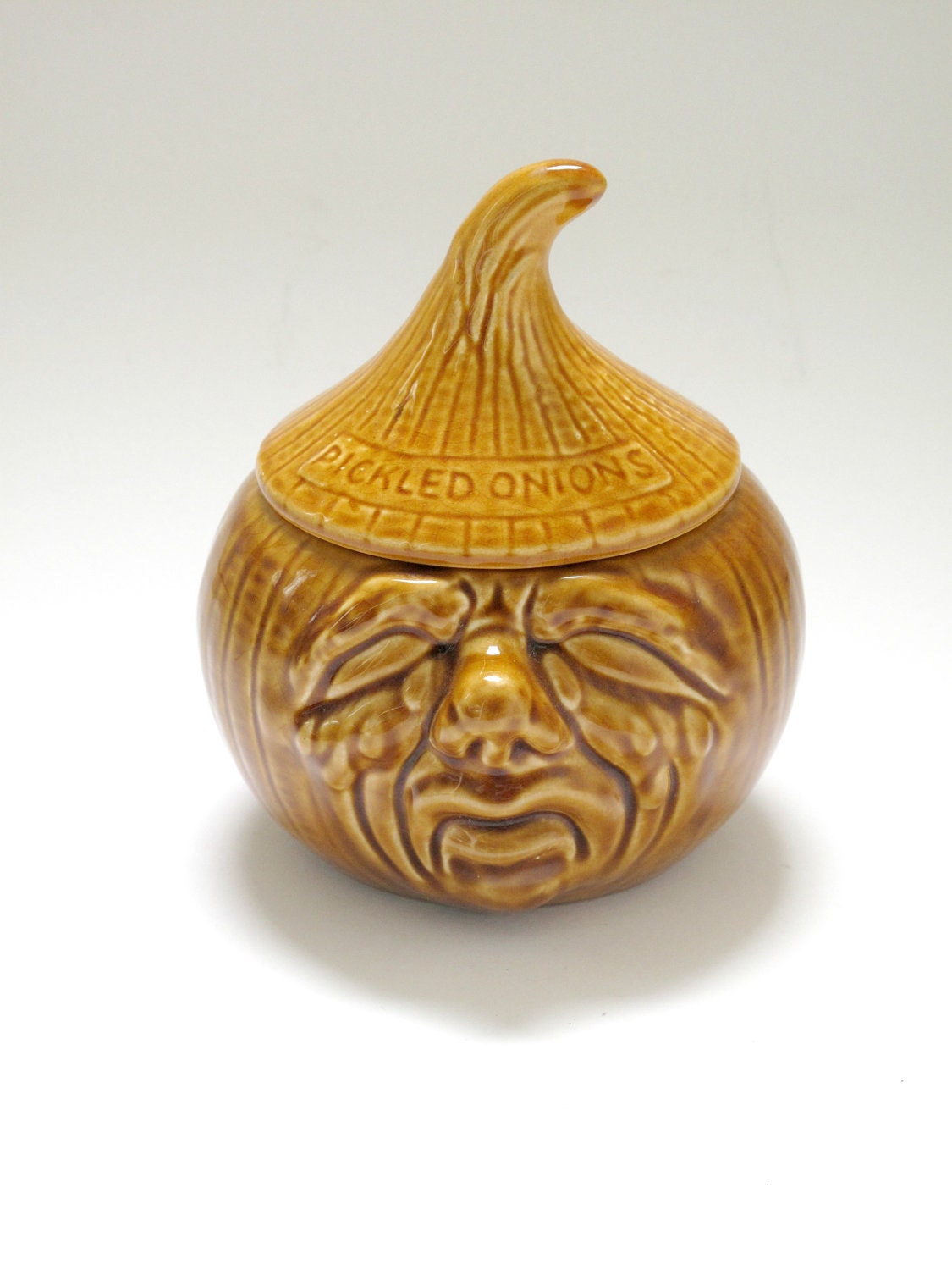 Kitsch Vintage Pickled Onion Dish with Face