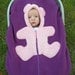 Bear Baby Car Seat Cover... on deep Fuschia, textured Fleece