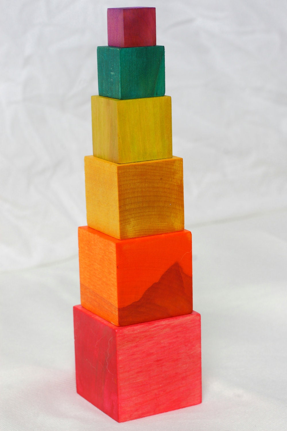 Montessori inspired rainbow block tower