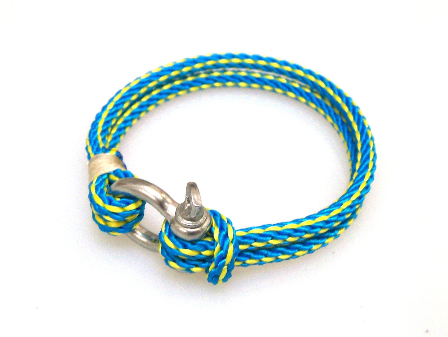Nautical Sailing Bracelet Stainless steel Shackle-Paracord Bracelet-Rope Bracelet-BLUE