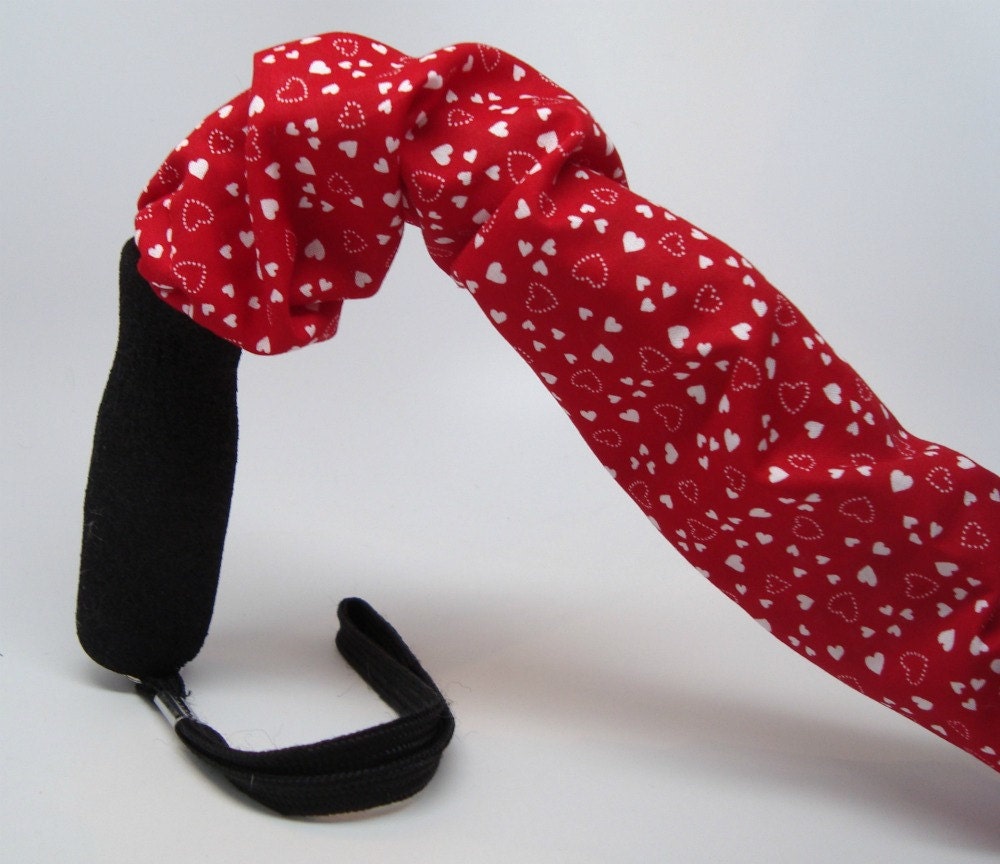 Cane Cover Tiny White Hearts on Red Background