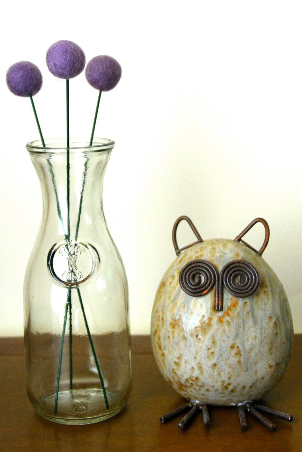 Billy Ball Flowers/ set of 3, 9 inches/ Felt Balls- Choose your colors