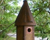 The Hobbit: Arts and Crafts Birdhouse Handmade From Reclaimed Barn Wood and Metal Roofing--MADE TO ORDER