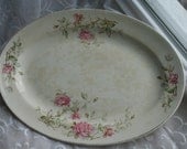 Vintage Serving Platter - Knowles Romance Pattern - Pretty Pink Roses- Wedding Present - Home Decor - Engagement Gift