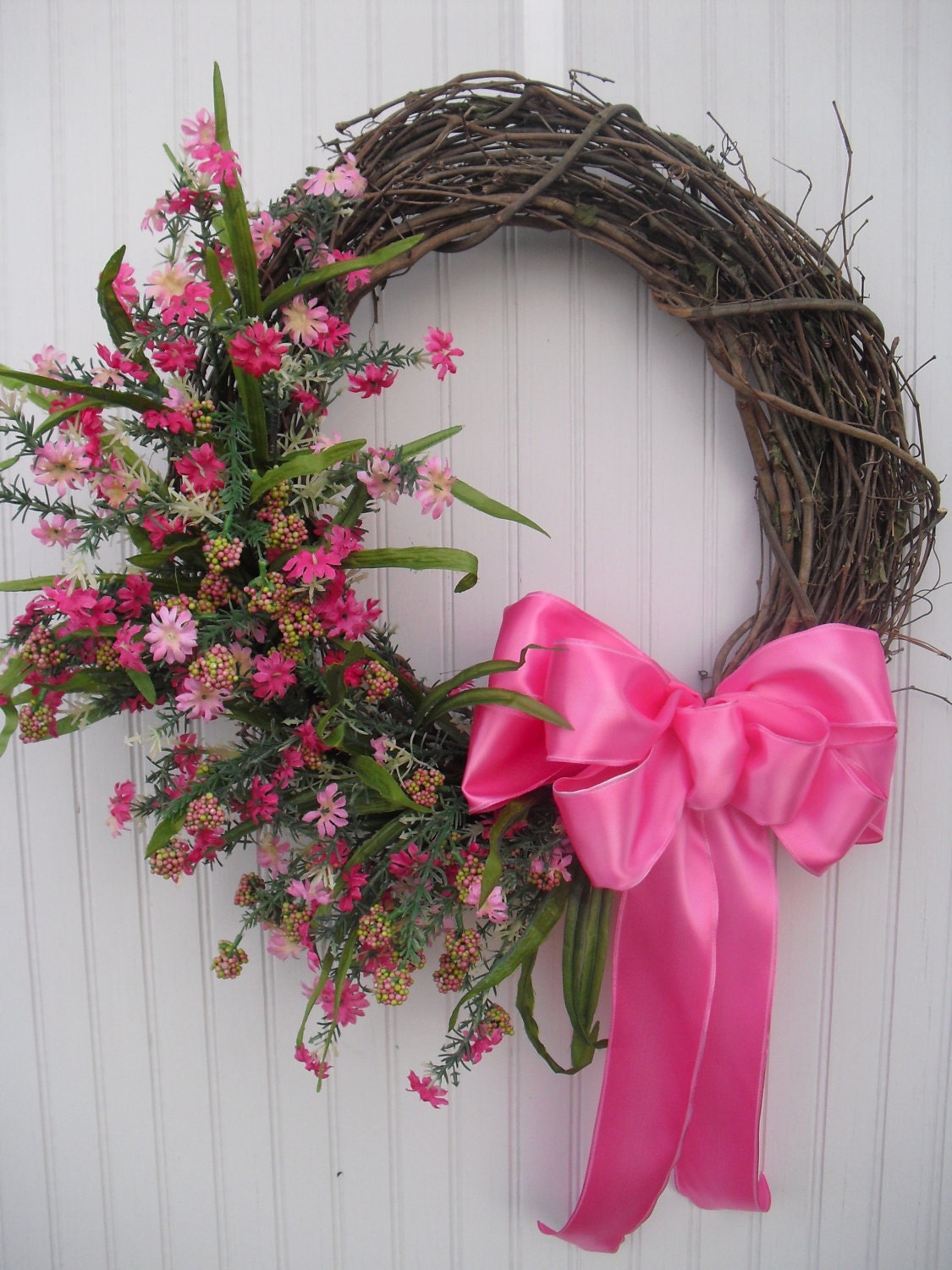 Pink Floral Wreath for Spring or Summer