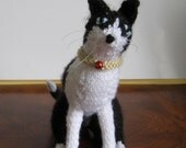 Knit Black and White Sitting Cat