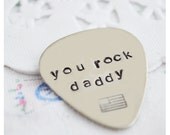 LAST MINUTE Father's Day Custom Guitar Pick - Personalized Jewelry - Hand Stamped - Nickel